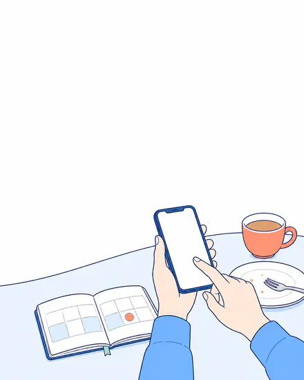 夕食後、空白の日を残したままスマートフォンで食事記録を再開する様子