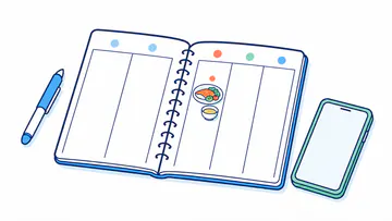二日分を空白のまま残し、今日の食事から記録を再開した週間ノート